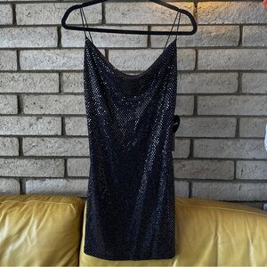 NWT Black Sequin Spaghetti Strap Dress